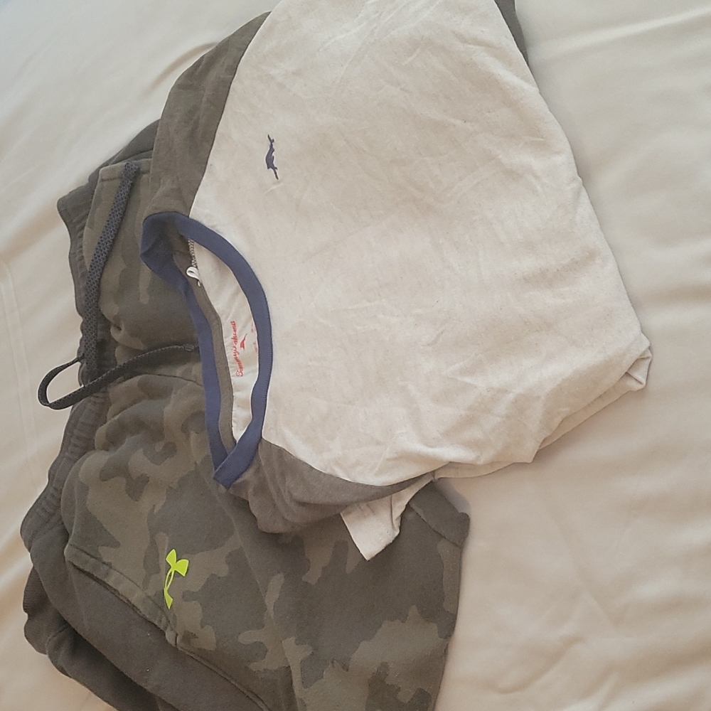 Boys outfit UA sweat pants and Tommy Bahama shirt size med